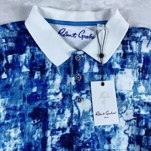 NWT Robert Graham Polo Shirt Sz XS Blue Godino Golf Short Sleeve MSRP $128